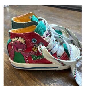 Barney 1993 Canvas Sneakers Shoes Size 5 Unisex the Lyons Group Colorblock